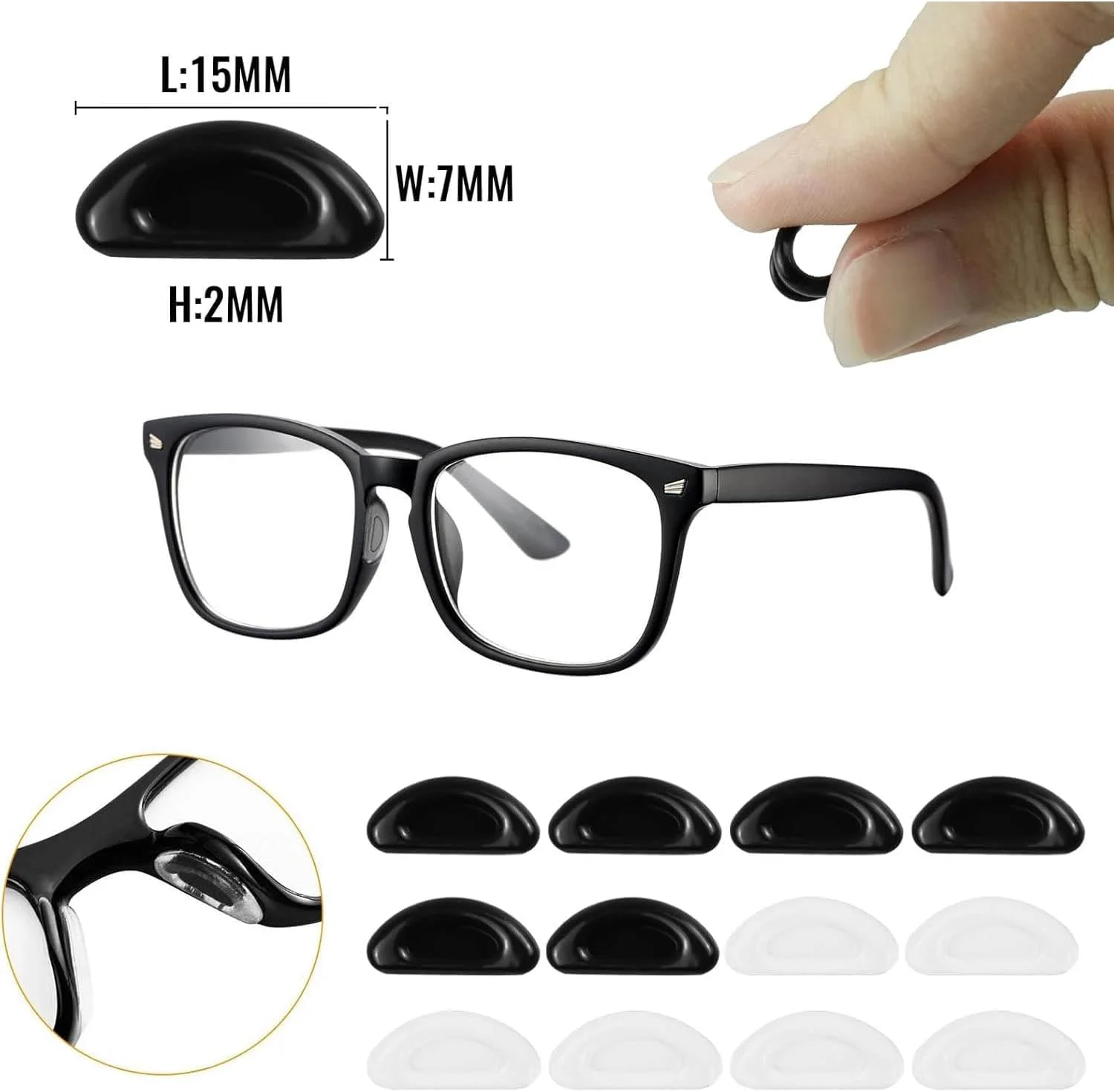 پدهای بینی عینک، 36 عدد پد بینی برای عینک، راحت، ضد لغزش، با ثبات، مجموعه چند منظوره پد بینی عینک، پاسخگو به نیازهای متنوع برای عینک آفتابی و عینک مطالعه