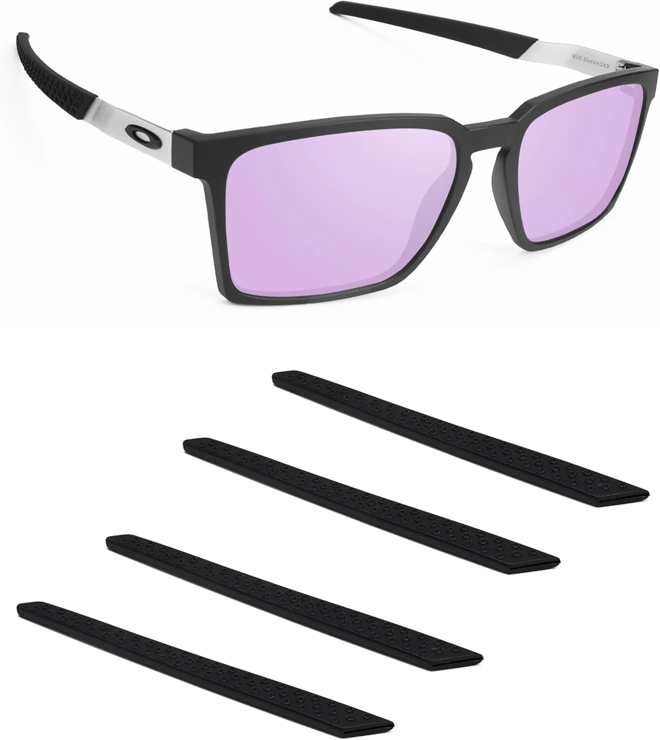 2 جفت روکش دسته عینک آفتابی سیلیکونی نرم برای Oakley Exchange OX8055/Exchange R OX8184/Exchange Sun OO9483، قطعات یدکی ضد لغزش و راحت مشکی