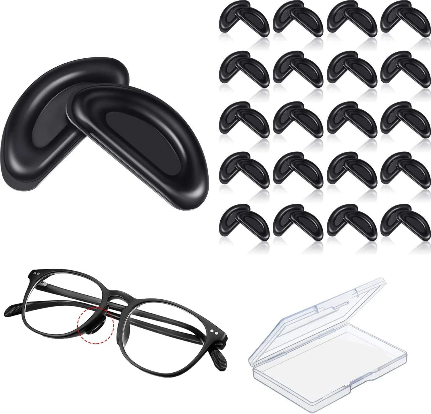 پدهای بینی چسبی عینک MAKINGTEC، سیلیکونی نرم ضد لغزش با شکل D، پد بینی چسبی عینک برای اکثر عینک ها، عینک طبی و آفتابی، 15 x 7 x 1 میلی متر (مشکی) 24 جفت پدهای بینی چسبی عینک MAKINGTEC، سیلیکونی نرم ضد لغزش با شکل D، پد بینی چسبی عینک برای اکثر عینک ها، عینک طبی و آفتابی، 15 x 7 x 1 میلی متر (مشکی) 24 جفت