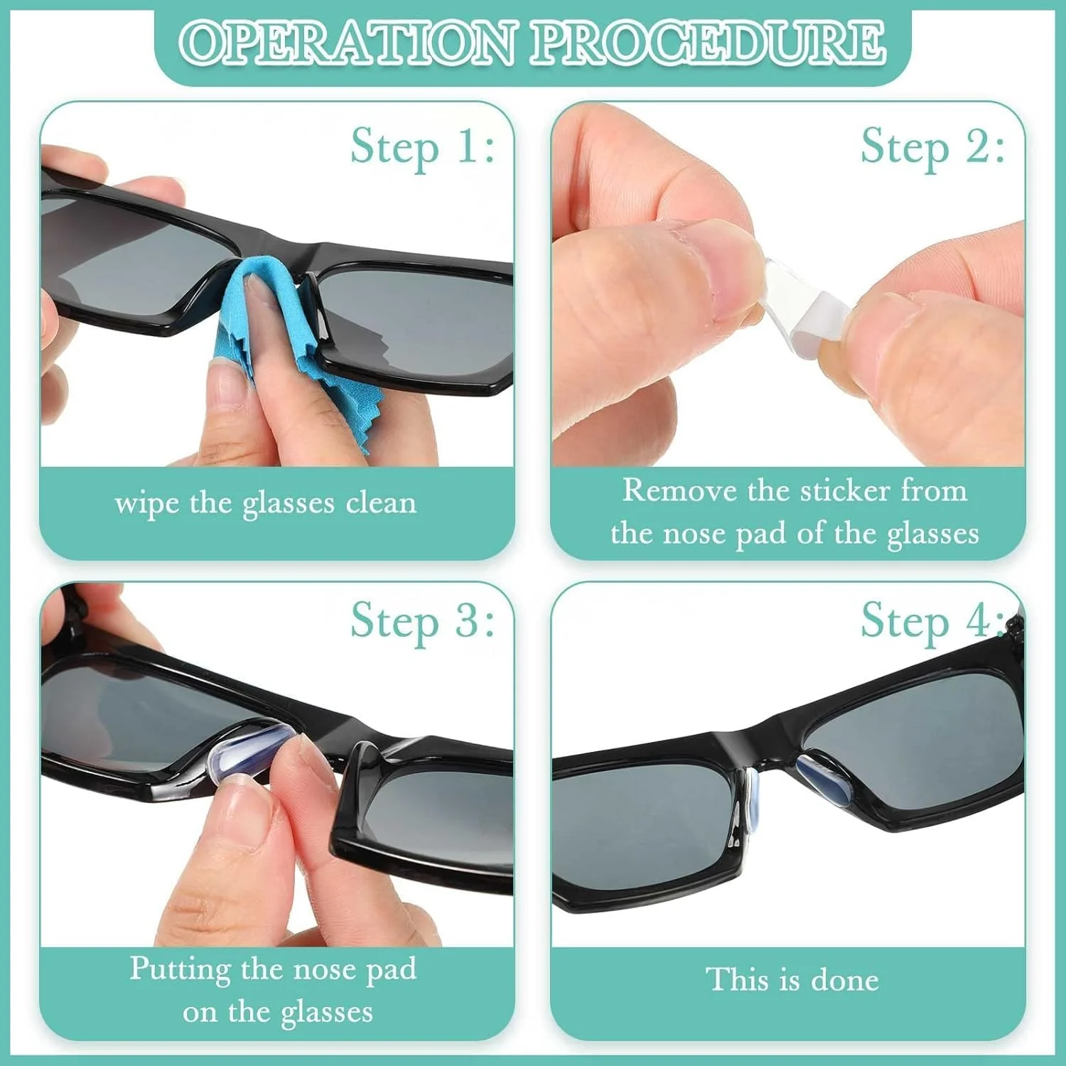 مجموعه نگهدارنده عینک یلاجوی 50 عددی، 12 جفت پد بینی چسبی ضد لغزش عینک، 4 گیره گرد گوشی، 4 نگهدارنده قلاب گوشی سیلیکونی، 4 روکش دسته عینک برای تعمیر (شفاف)