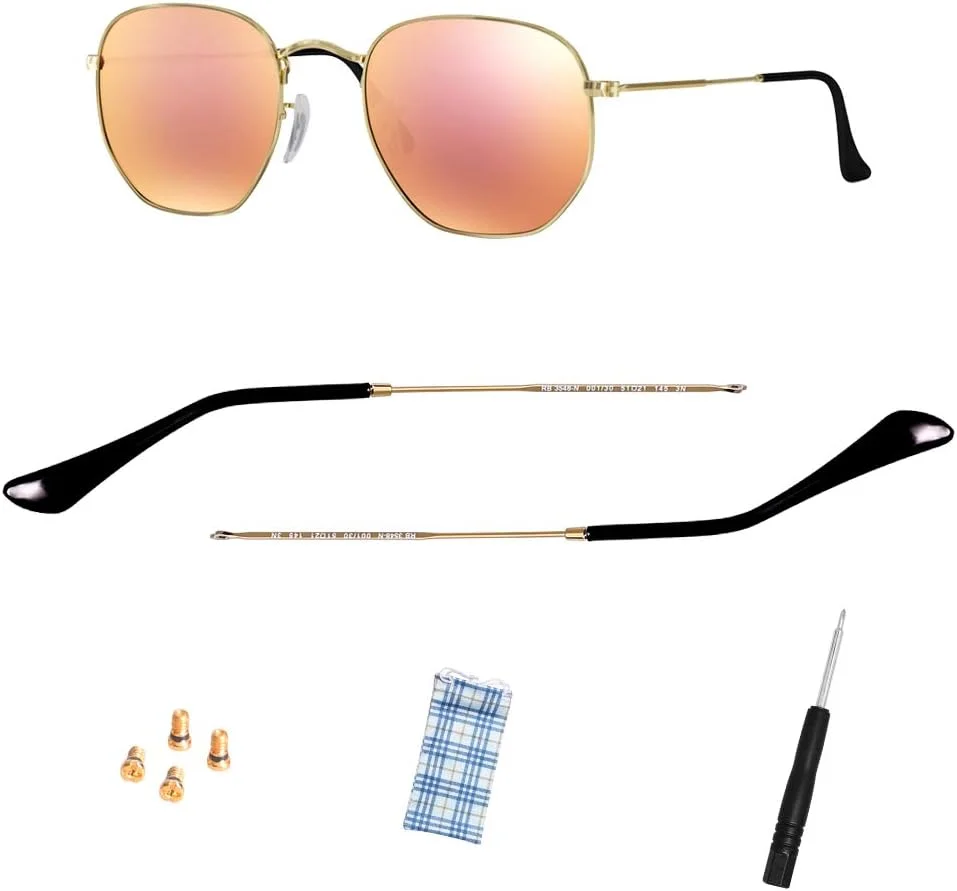 دسته عینک و سر دسته جایگزین برای عینک آفتابی ری بن RB3548N، همراه با 4 پیچ و 1 پیچ گوشتی