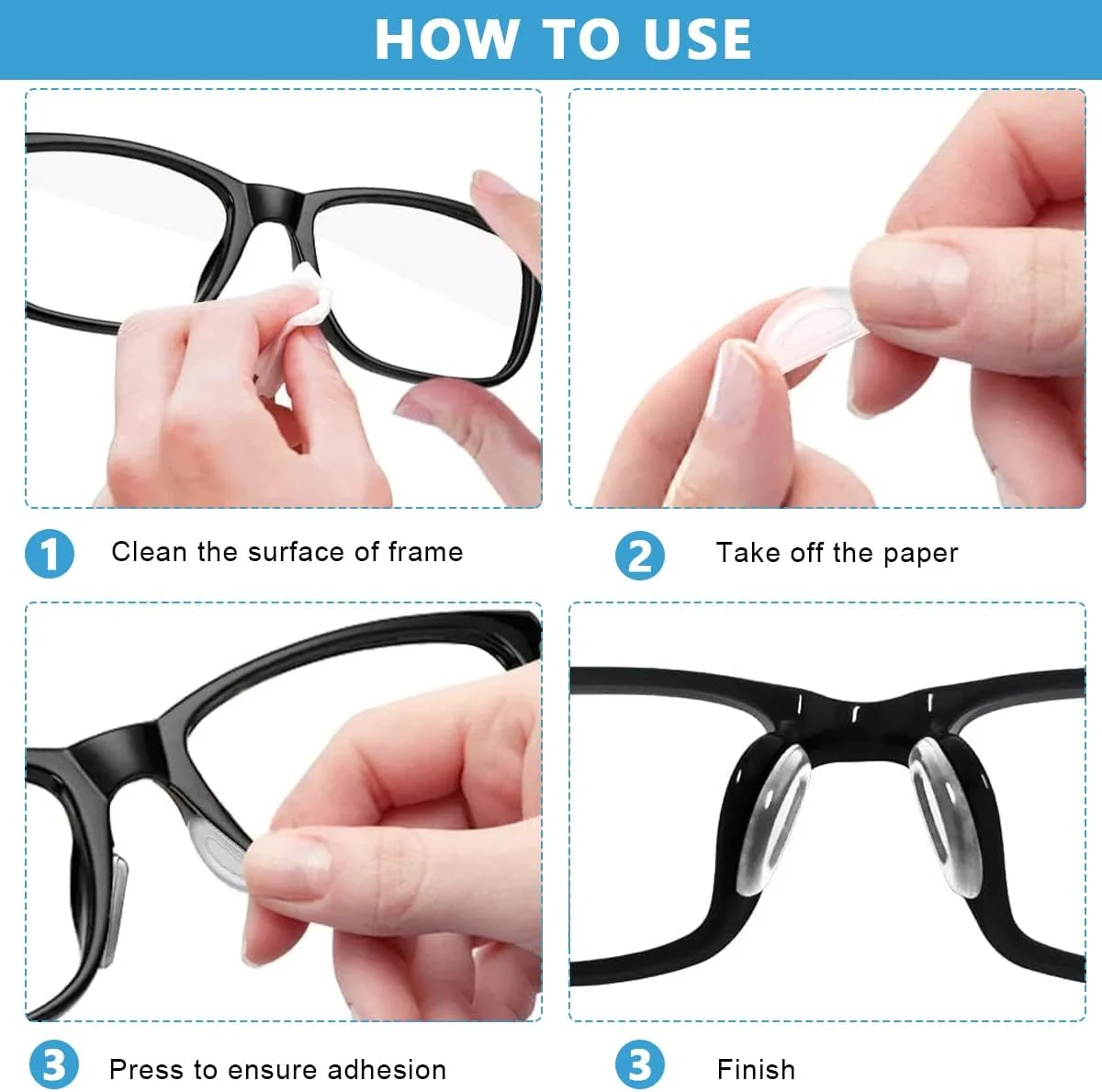 ZORBES® 12 جفت پد بینی چسبی عینک، پد بینی سیلیکونی سفید ضد لغزش D شکل، پد بینی خود چسب عینک ZORBES® 12 جفت پد بینی چسبی عینک، پد بینی سیلیکونی سفید ضد لغزش D شکل، پد بینی خود چسب عینک