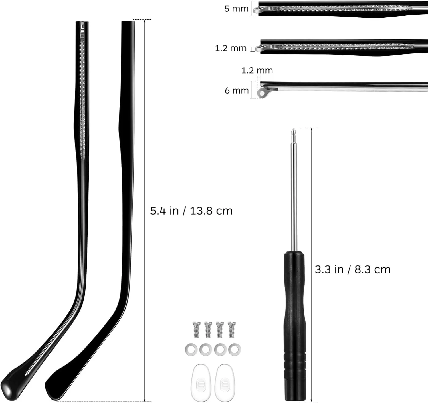 Toddmomy یک جفت دسته عینک جایگزین، دسته های عینک با یک اتصال دهنده فلزی Toddmomy یک جفت دسته عینک جایگزین، دسته های عینک با یک اتصال دهنده فلزی