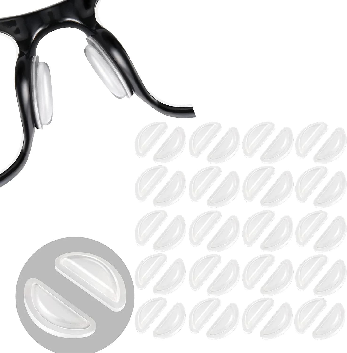 پدهای بینی عینک ELECDON، پد بینی چسبی سیلیکونی نرم برای عینک، پدهای بینی محفظه هوا با ارتفاع ضد لغزش، طراحی نرم و راحت تر برای فریم های پلاستیکی کامل، عینک ها، عینک های آفتابی 20 جفت پدهای بینی عینک ELECDON، پد بینی چسبی سیلیکونی نرم برای عینک، پدهای بینی محفظه هوا با ارتفاع ضد لغزش، طراحی نرم و راحت تر برای فریم های پلاستیکی کامل، عینک ها، عینک های آفتابی 20 جفت