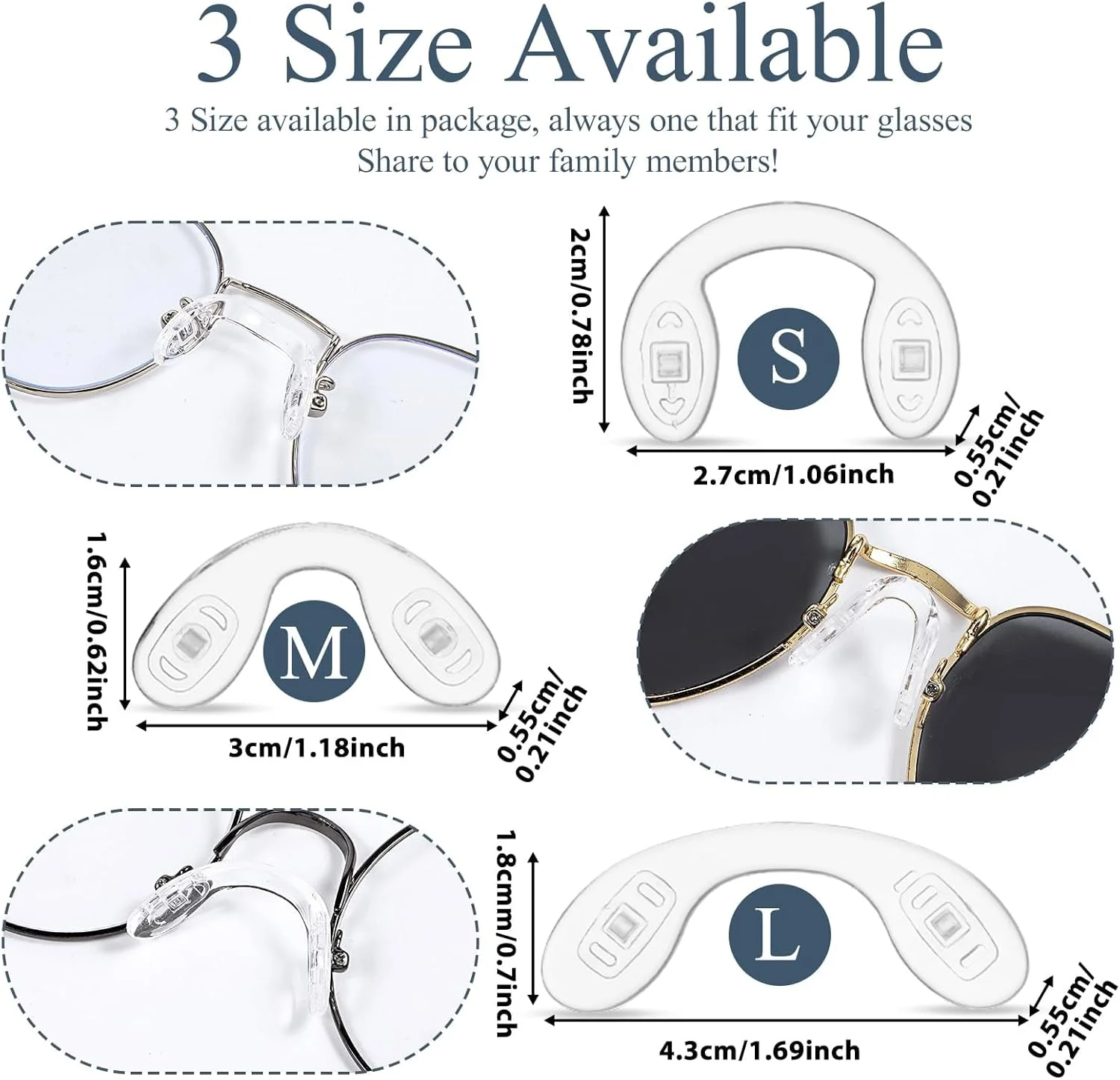 کیت جایگزینی پدهای بینی عینک سیلیکونی 15 عددی، پدهای بینی ضد لغزش شفاف U شکل برای عینک و عینک آفتابی با پیچ و پیچ گوشتی، لوازم جانبی تعمیر عینک برای بزرگسالان