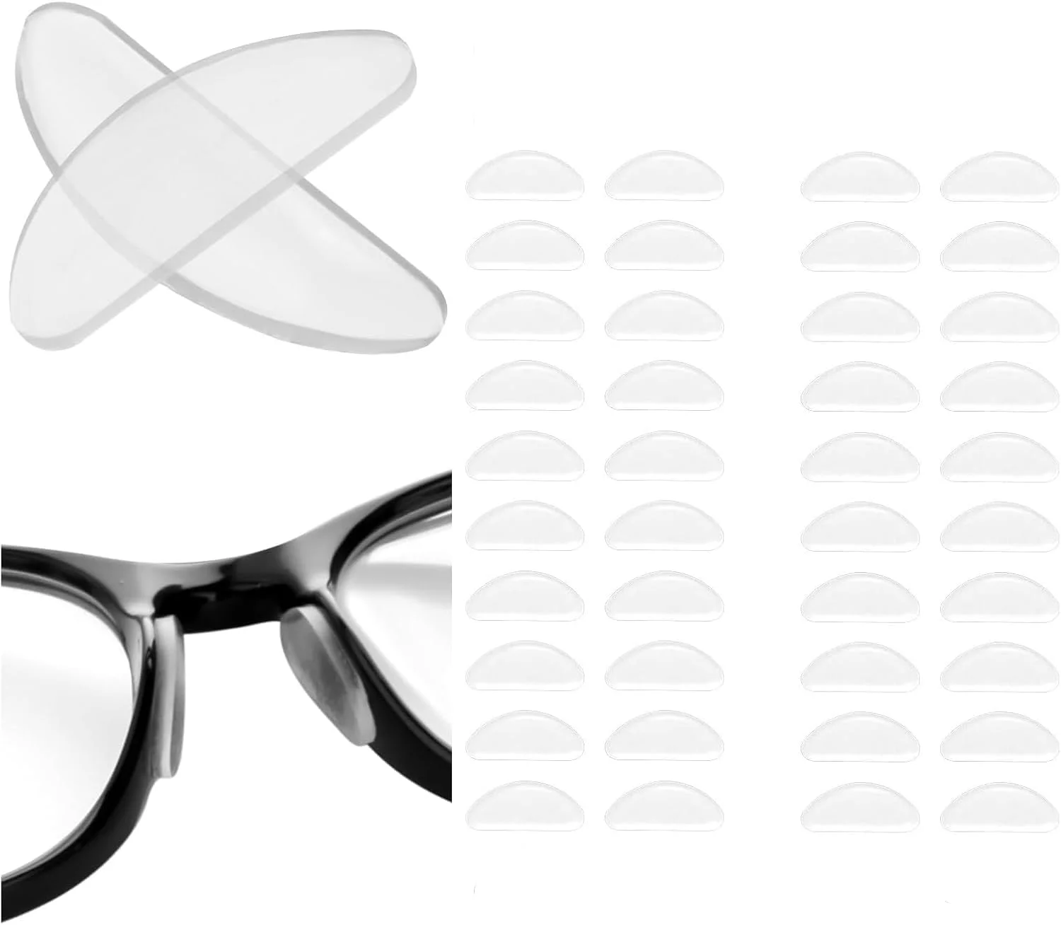 پدهای بینی عینک ضد لغزش، پدهای بینی سیلیکونی نرم چسبی شکل D برای عینک آفتابی و عینک مطالعه (1 میلی متر) 20 جفت پدهای بینی عینک ضد لغزش، پدهای بینی سیلیکونی نرم چسبی شکل D برای عینک آفتابی و عینک مطالعه (1 میلی متر) 20 جفت