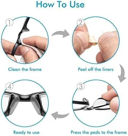 پدهای بینی عینک ضد لغزش، پدهای بینی سیلیکونی نرم چسبی شکل D برای عینک آفتابی و عینک مطالعه (1 میلی متر) 20 جفت