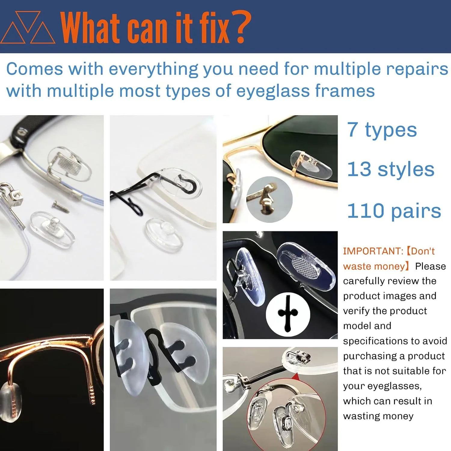 پدهای بینی عینک و کیت تعمیر عینک با مجموعه پیچ دقیق 110 جفت 330 عددی، جعبه پیچ فشرده ارتقا یافته، مجموعه ابزار پیچ گوشتی دقیق و موچین برای عینک، عینک آفتابی، تعمیر ساعت