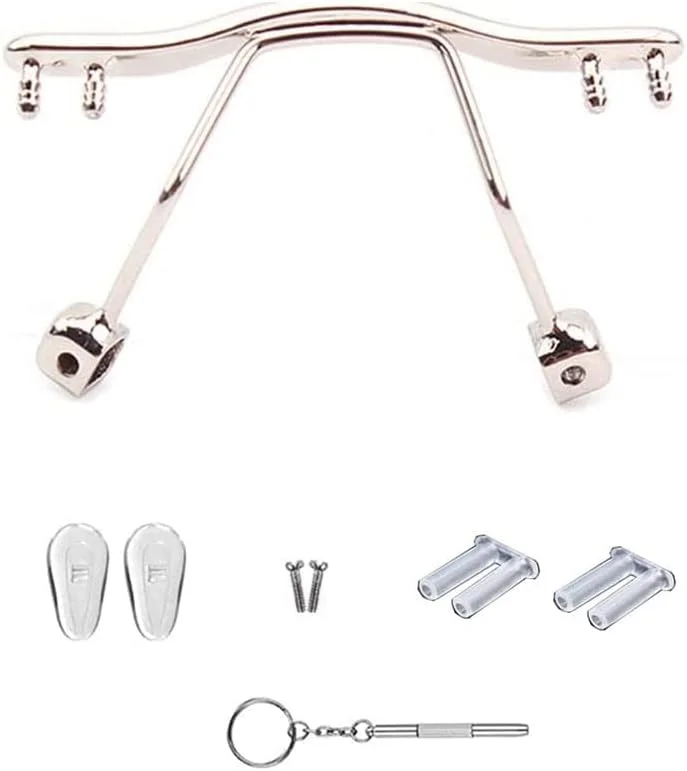 لوازم جانبی عینک نقره ای بدون فریم QYAJS، پل بینی، پدهای بینی عینک، قطعه بینی، دوشاخه لاستیکی دوبل، پیچ و پیچ گوشتی برای عینک مطالعه لوازم جانبی عینک نقره ای بدون فریم QYAJS، پل بینی، پدهای بینی عینک، قطعه بینی، دوشاخه لاستیکی دوبل، پیچ و پیچ گوشتی برای عینک مطالعه