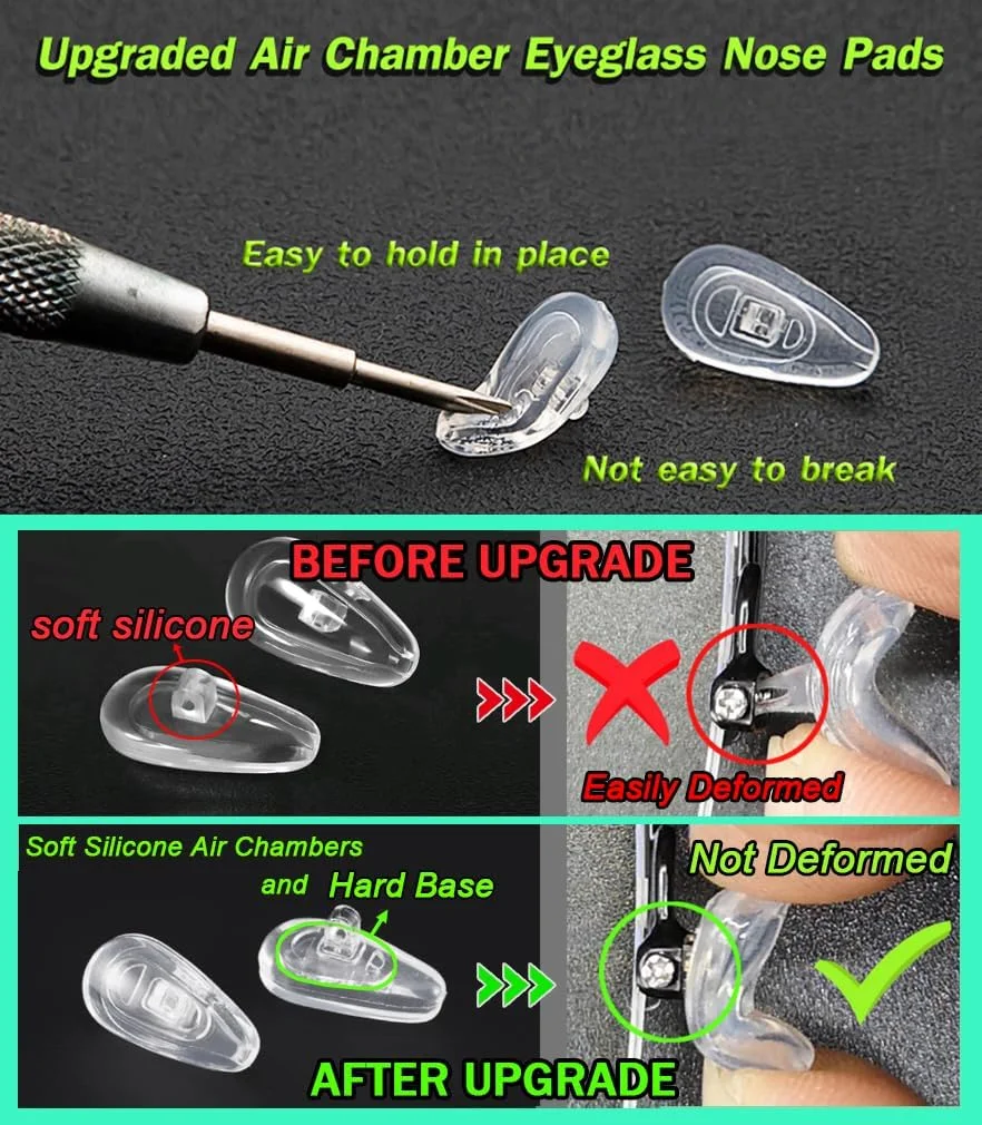 پدهای بینی عینک PTSLKHN، 5 جفت پد بینی عینک سیلیکونی نرم 15x8 میلی‌متری با محفظه هوا، کیت جایگزینی پد بینی عینک پیچی