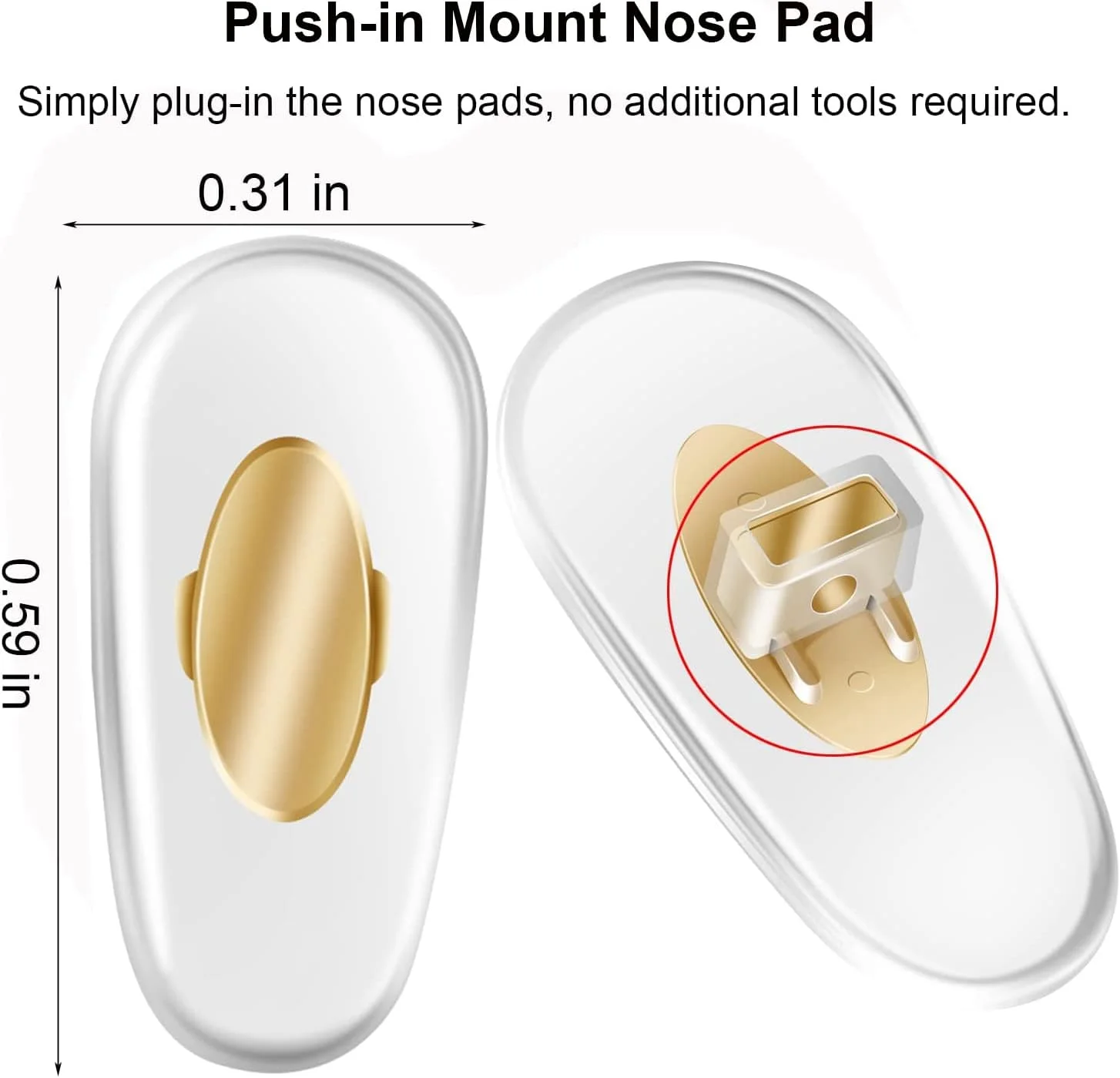 ۵ جفت پد بینی جایگزین برای مدل‌های عینک و آفتابی پلاگین/فشاری ری‌بن RB3526، RB4071، RB6335، RB6375، RB7186 و مدل‌های دیگر (طلایی)