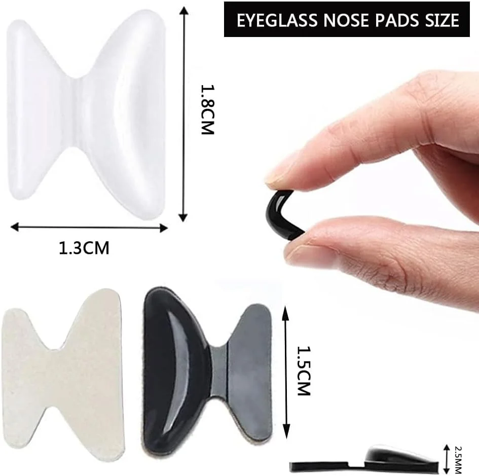 پدهای بینی عینک چسبی 2.5 میلی متری سیلیکونی ضد لغزش، بالشتک پد بینی عینک برای عینک مطالعه، عینک آفتابی، عینک طبی، 10 جفت، 5 جفت مشکی + 5 جفت شفاف