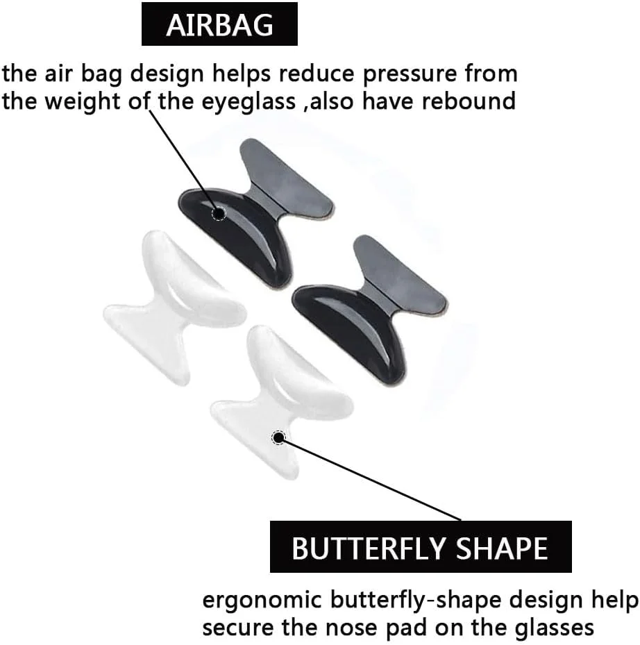 پدهای بینی عینک چسبی 2.5 میلی متری سیلیکونی ضد لغزش، بالشتک پد بینی عینک برای عینک مطالعه، عینک آفتابی، عینک طبی، 10 جفت، 5 جفت مشکی + 5 جفت شفاف