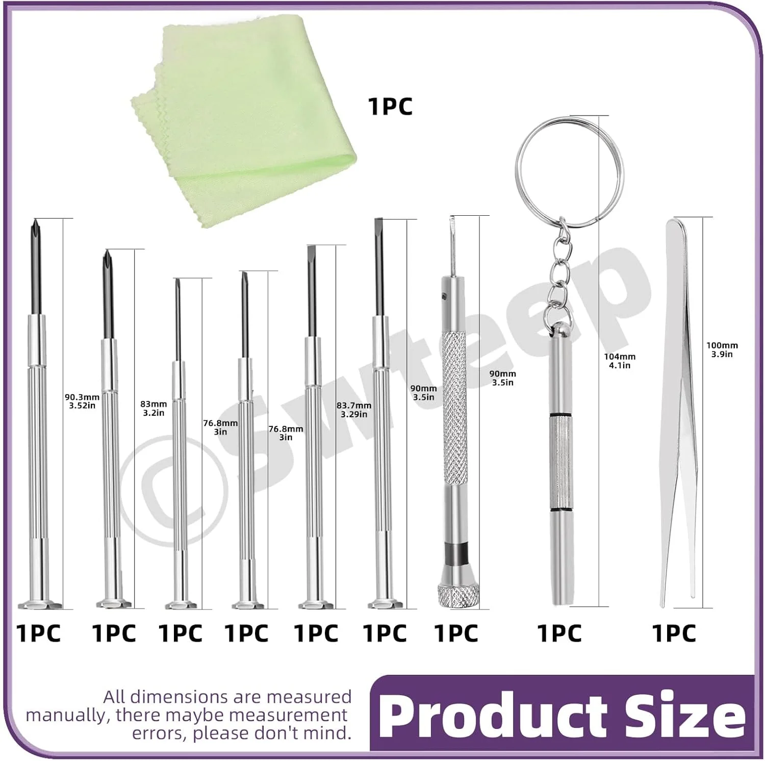 مجموعه تعمیر عینک Swpeet نسخه ارتقا یافته 1310 تکه شامل پدهای بینی، مجموعه پیچ گوشتی دقیق، پیچ، موچین، پارچه تمیز کننده برای عینک طبی، عینک آفتابی، ساعت