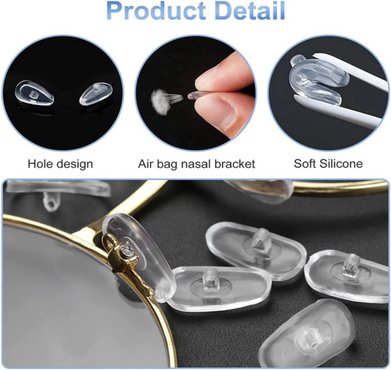 25 جفت پد بینی عینک SKEIDO سیلیکونی پیچی ضد لغزش به همراه پیچ گوشتی، موچین و دستمال تمیز کننده