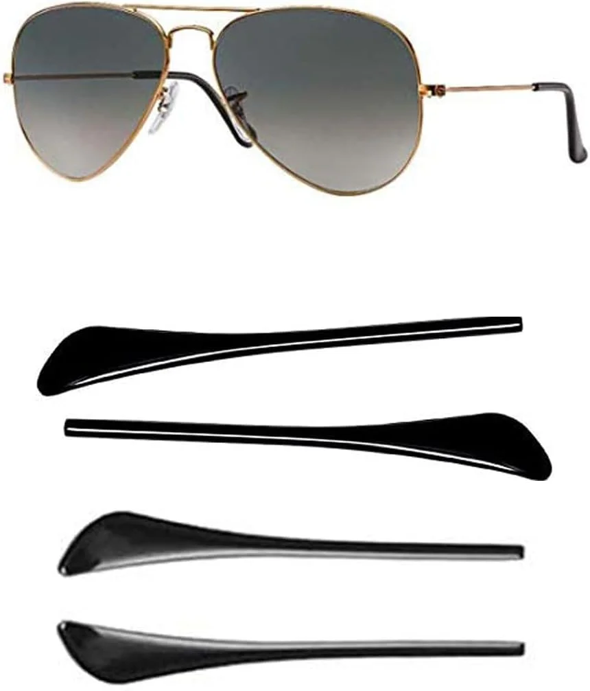 روکش دسته عینک، 2 جفت روکش دسته عینک جایگزین ضد لغزش، مناسب برای عینک های خلبانی/عینک های گرد فلزی نازک