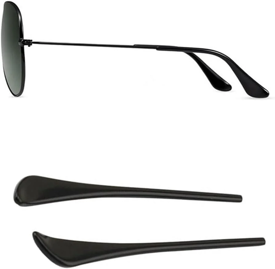 روکش دسته عینک، 2 جفت روکش دسته عینک جایگزین ضد لغزش، مناسب برای عینک های خلبانی/عینک های گرد فلزی نازک