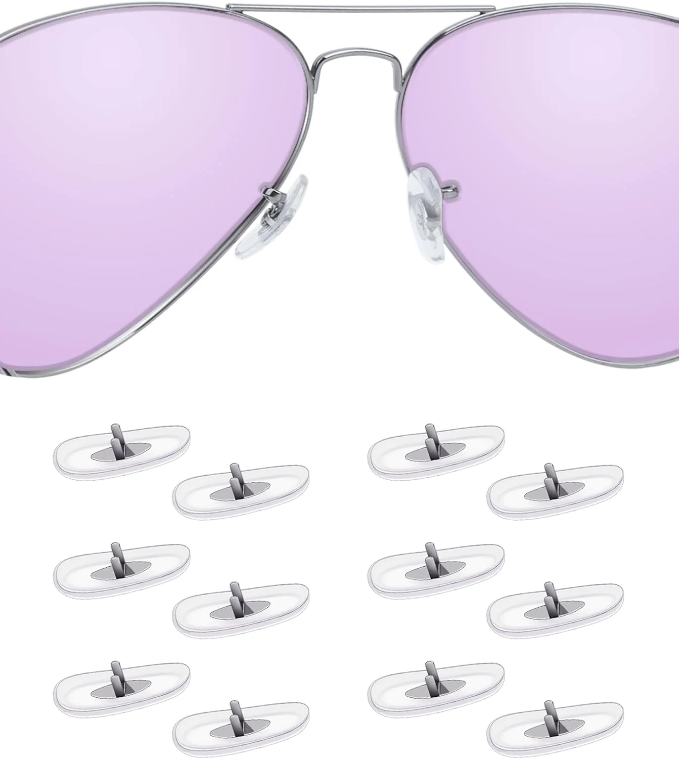 ۶ جفت پد بینی عینک طبی سیلیکونی نرم برای Ray-Ban RB3025/RB3447/RB3183، گیره ای ضد لغزش، مناسب و راحت، کیت جایگزین محافظ بینی عینک، شفاف ۶ جفت پد بینی عینک طبی سیلیکونی نرم برای Ray-Ban RB3025/RB3447/RB3183، گیره ای ضد لغزش، مناسب و راحت، کیت جایگزین محافظ بینی عینک، شفاف