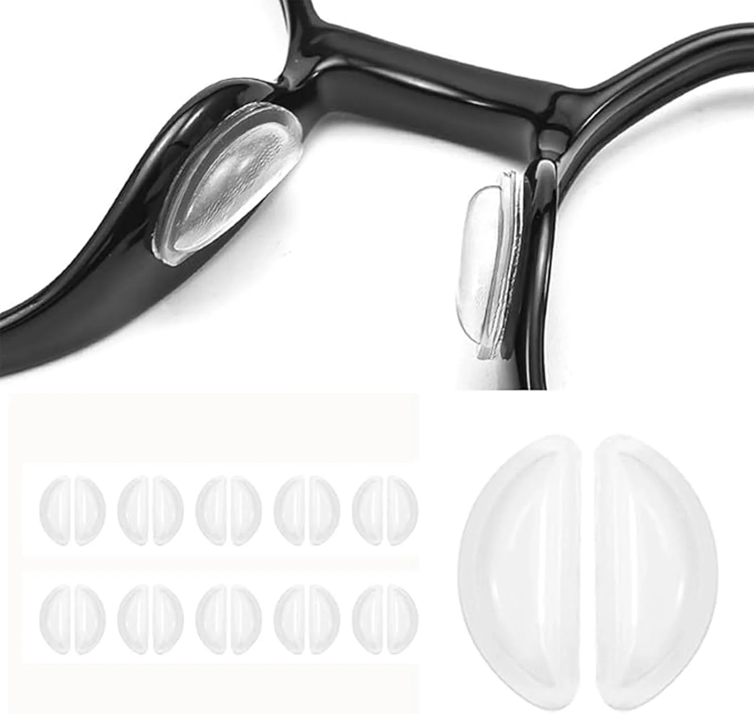 ۱۰ جفت پد بینی عینک، پد بینی چسبی سیلیکونی ضد لغزش، پدهای بینی ضد لغزش شکل D با کیسه هوا برای عینک آفتابی ۱۰ جفت پد بینی عینک، پد بینی چسبی سیلیکونی ضد لغزش، پدهای بینی ضد لغزش شکل D با کیسه هوا برای عینک آفتابی