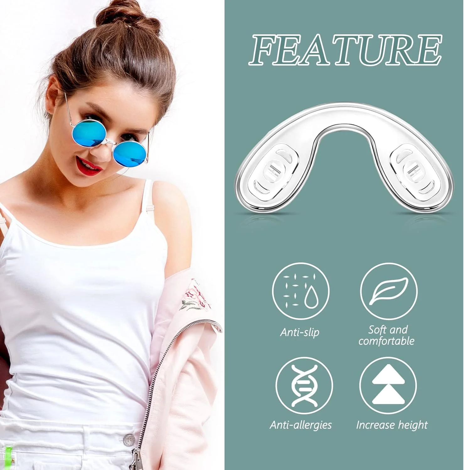 24 عدد پد بینی عینک U شکل، پد بینی سیلیکونی شفاف ضد لغزش برای عینک، ابزار مناسب برای کودکان و بزرگسالان در 3 سایز 42 میلی متر، 32 میلی متر، 28 میلی متر