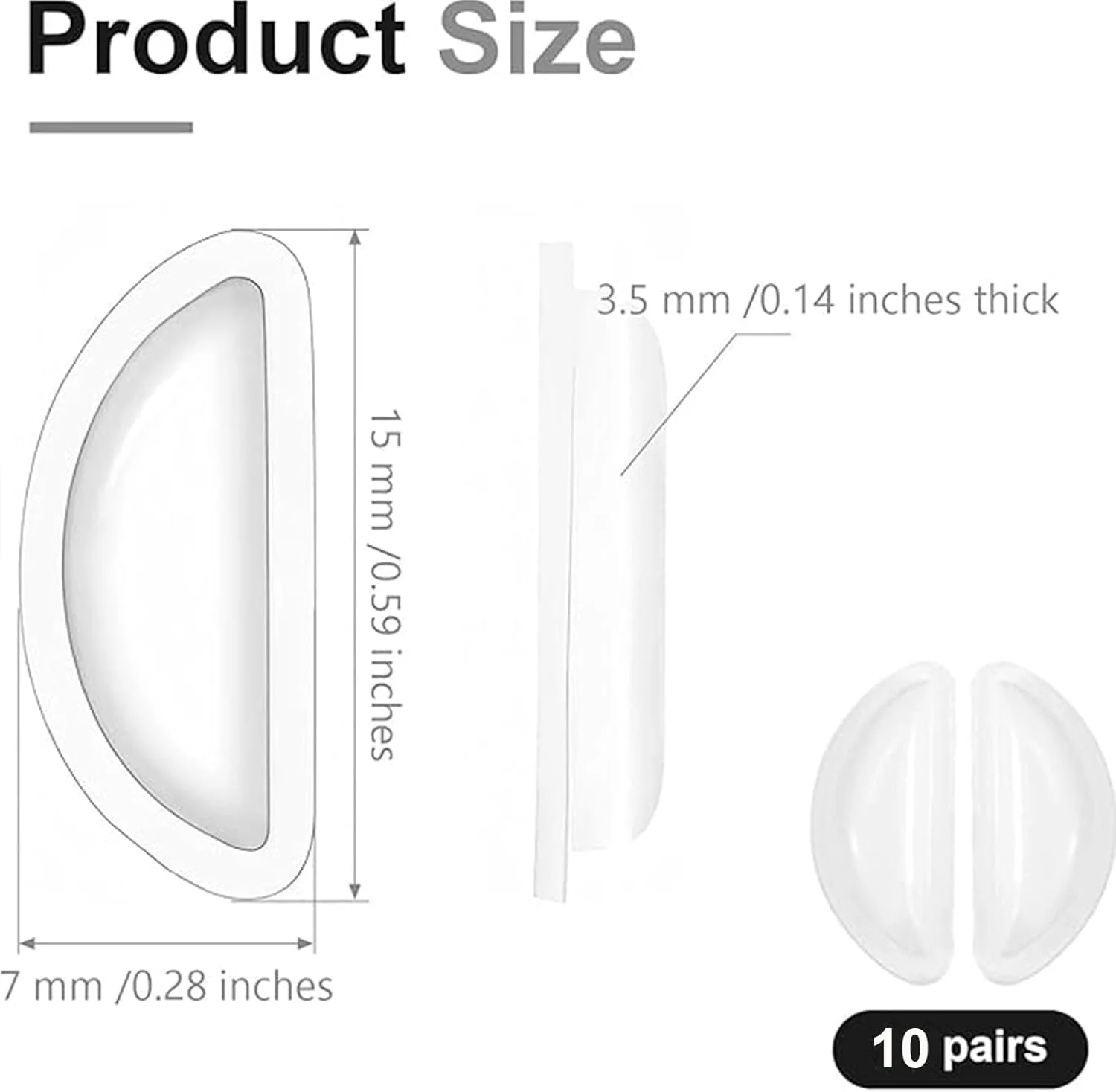 ۱۰ جفت پد بینی عینک، پد بینی چسبی سیلیکونی ضد لغزش، پدهای بینی ضد لغزش شکل D با کیسه هوا برای عینک آفتابی