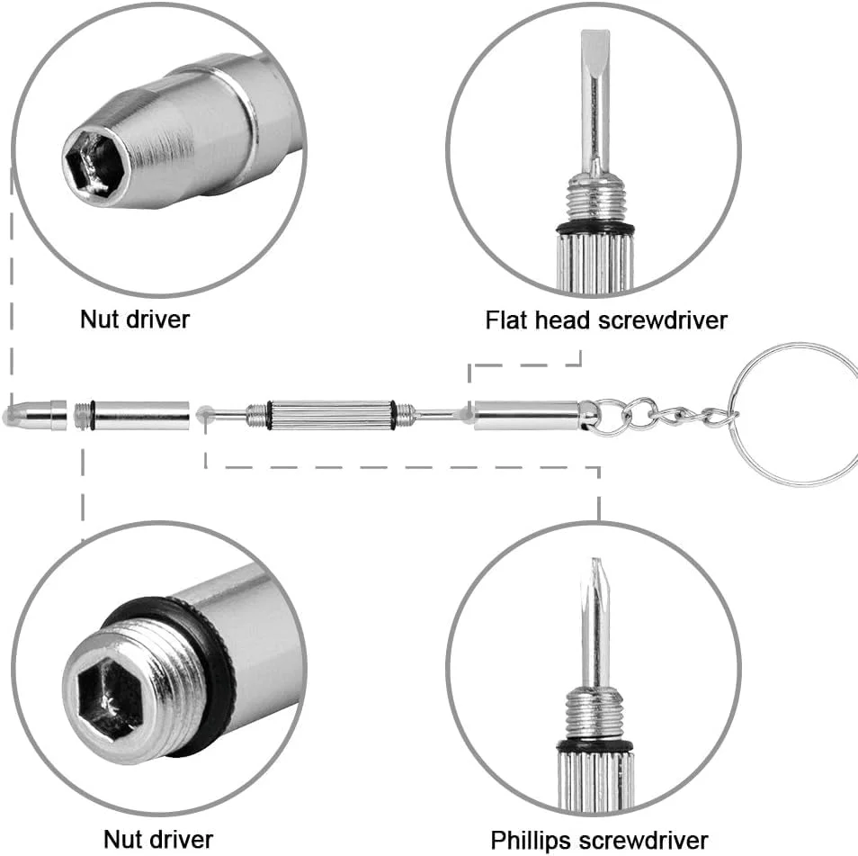 کیت تعمیر عینک شامل 1100 عدد پیچ عینک، پیچ های کوچک عینک آفتابی، 5 جفت پد بینی به همراه پیچ گوشتی و موچین برای تعمیر ساعت و عینک