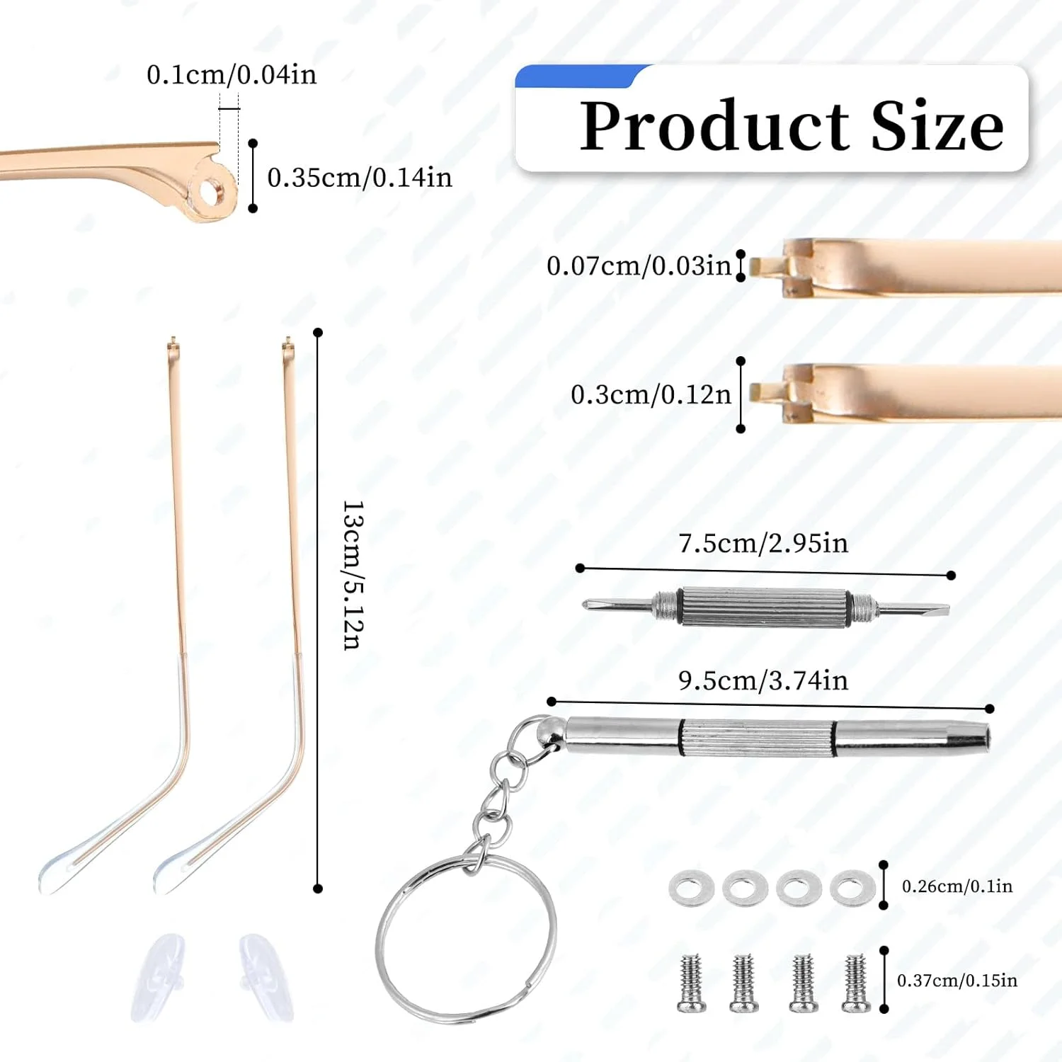 بازوی جایگزین عینک فلزی طلایی، پایه عینک تک دندانه ای نازک، پایه تعمیر عینک، بازوی عینک آفتابی با نوک های شفاف، لوازم جانبی دسته عینک بازوی جایگزین عینک فلزی طلایی، پایه عینک تک دندانه ای نازک، پایه تعمیر عینک، بازوی عینک آفتابی با نوک های شفاف، لوازم جانبی دسته عینک