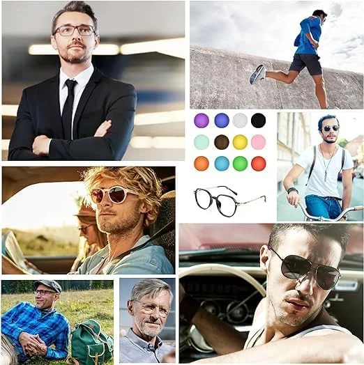 گیره های نگهدارنده عینک 12 جفتی، ضد لغزش، بالشتک گوشی، قلاب عینک، نگهدارنده گوشی برای عینک، عینک مطالعه، عینک آفتابی (12 رنگ)