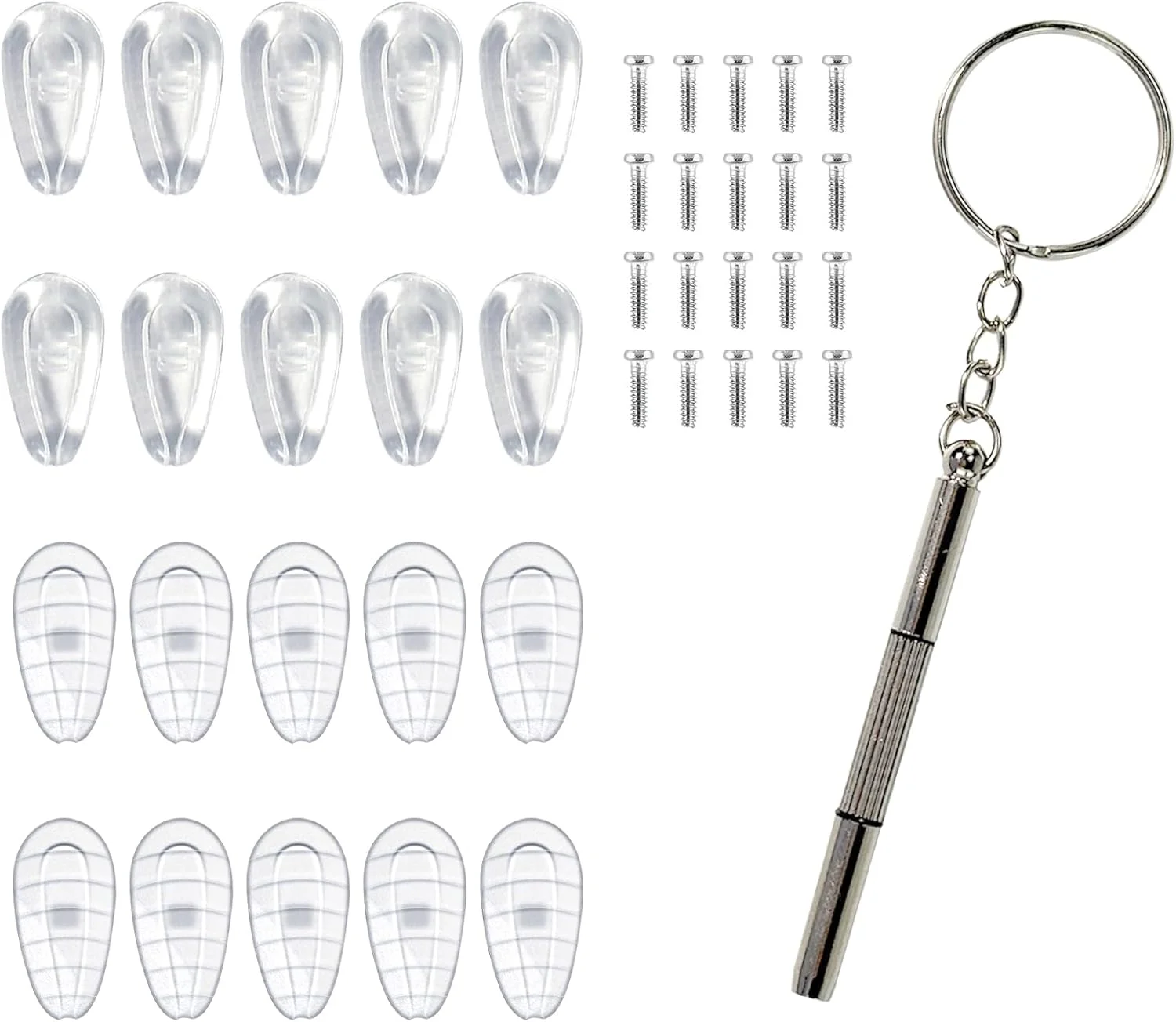 پدهای بینی سیلیکونی فوق العاده نرم EKIND برای عینک، پدهای بینی محفظه هوا ضد لغزش و کاهش دهنده فشار، (5 جفت فوق العاده نرم + 5 جفت ضد لغزش + یک پیچ گوشتی عینک) پدهای بینی سیلیکونی فوق العاده نرم EKIND برای عینک، پدهای بینی محفظه هوا ضد لغزش و کاهش دهنده فشار، (5 جفت فوق العاده نرم + 5 جفت ضد لغزش + یک پیچ گوشتی عینک)