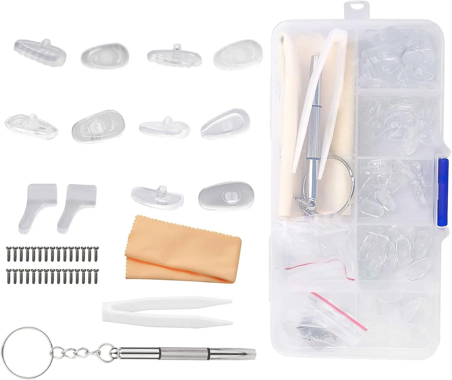 پدهای بینی عینک، مجموعه 30 جفتی پد بینی سیلیکونی عینک، کیت تعمیر عینک با پیچ گوشتی، موچین و پارچه تمیز کننده برای عینک و عینک آفتابی پدهای بینی عینک، مجموعه 30 جفتی پد بینی سیلیکونی عینک، کیت تعمیر عینک با پیچ گوشتی، موچین و پارچه تمیز کننده برای عینک و عینک آفتابی