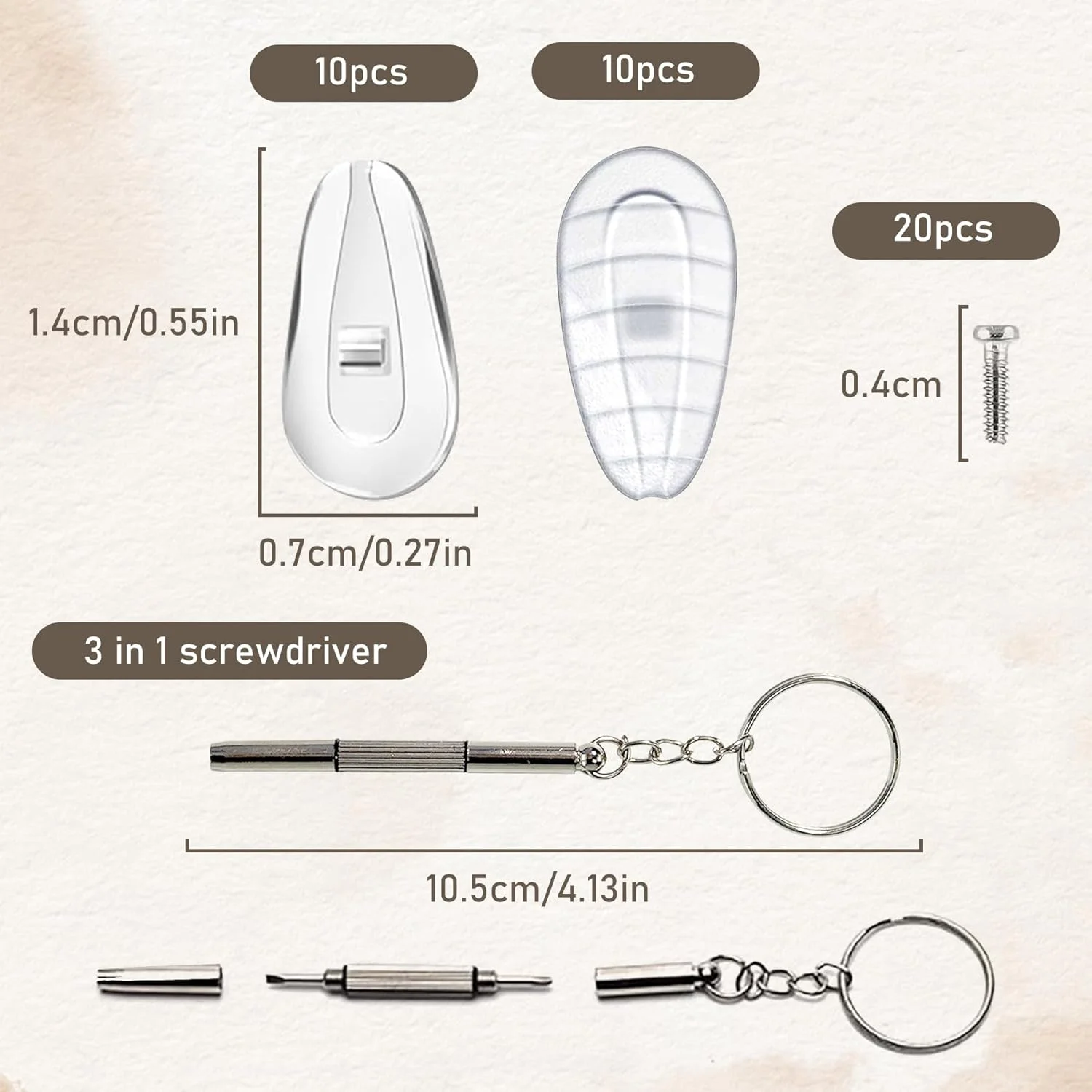 پدهای بینی سیلیکونی فوق العاده نرم EKIND برای عینک، پدهای بینی محفظه هوا ضد لغزش و کاهش دهنده فشار، (5 جفت فوق العاده نرم + 5 جفت ضد لغزش + یک پیچ گوشتی عینک) پدهای بینی سیلیکونی فوق العاده نرم EKIND برای عینک، پدهای بینی محفظه هوا ضد لغزش و کاهش دهنده فشار، (5 جفت فوق العاده نرم + 5 جفت ضد لغزش + یک پیچ گوشتی عینک)