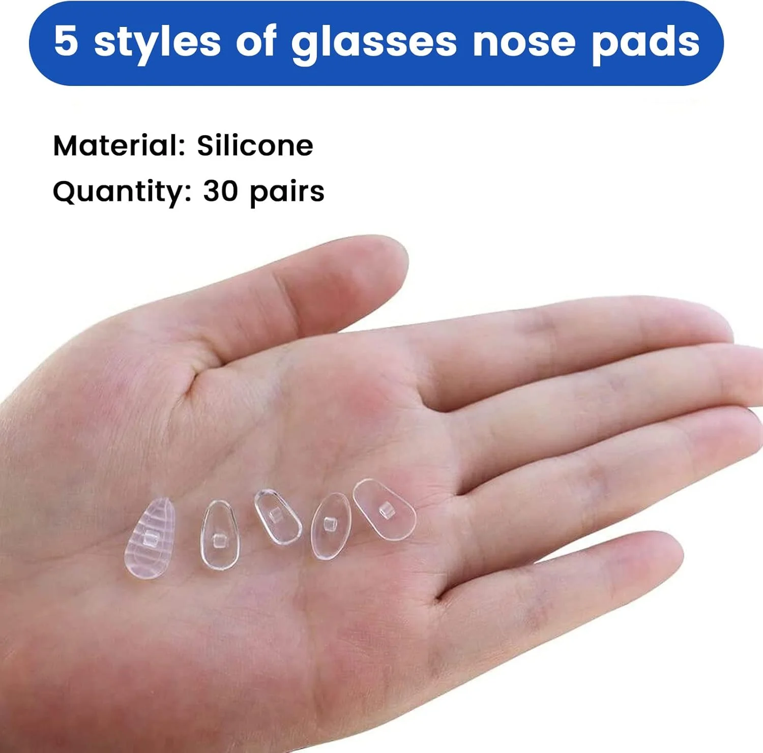 پدهای بینی عینک، مجموعه 30 جفتی پد بینی سیلیکونی عینک، کیت تعمیر عینک با پیچ گوشتی، موچین و پارچه تمیز کننده برای عینک و عینک آفتابی