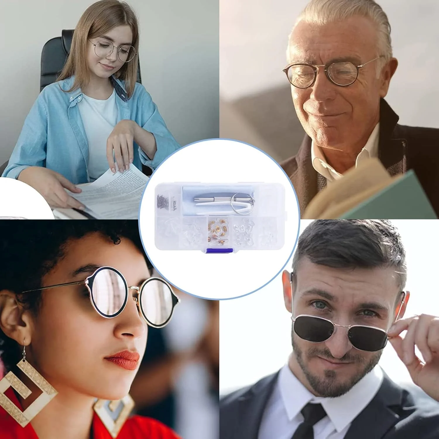 پدهای بینی چسبی عینک MAKINGTEC، 25 جفت پد بینی عینک سیلیکونی پیچی، پد بینی ضد لغزش، کیت تعمیر عینک با پیچ، پیچ گوشتی، موچین و پارچه تمیز کننده