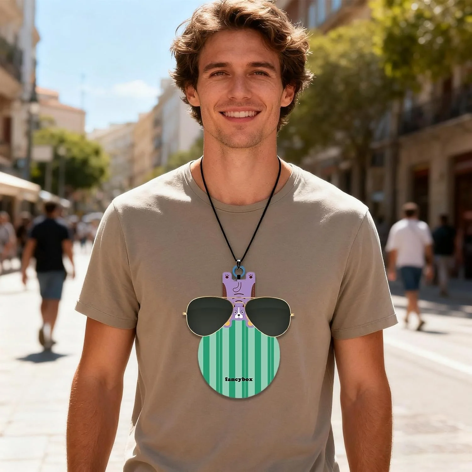 دستمال تمیز کننده عینک - نگهدارنده عینک حیوانی با بند گردنی - لوازم جانبی عینک برای مسافرت، پیاده روی، کمپینگ، رانندگی، ماهیگیری و قدم زدن