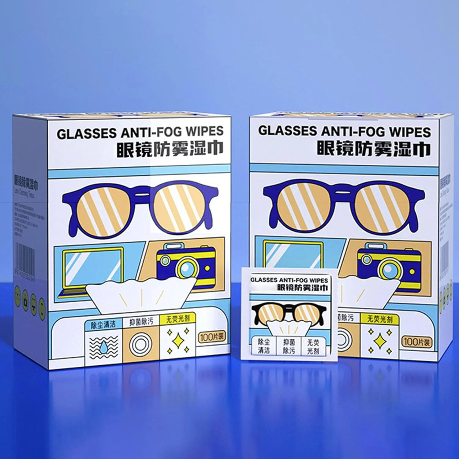 دستمال مرطوب لنز ضد بخار برای عینک - تمیز کننده صفحه نمایش الکترونیکی، دستمال مرطوب مقاوم در برابر خش برای عینک آفتابی، عینک ایمنی خودرو، ساعت هوشمند، تلفن همراه، لنز دوربین، لوازم الکترونیکی، مسافرت، منزل