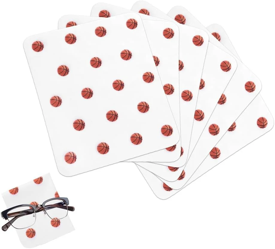 دستمال تمیز کننده میکروفایبر بسکتبال برای عینک، دستمال تمیز کننده لنز با طرح بسکتبال، دستمال مرطوب تمیز کننده شیشه برای عینک، عینک محافظ، کلاه ایمنی موتور سیکلت، دستمال مرطوب تمیز کننده لنز دوربین برای بزرگسالان 6 عدد
