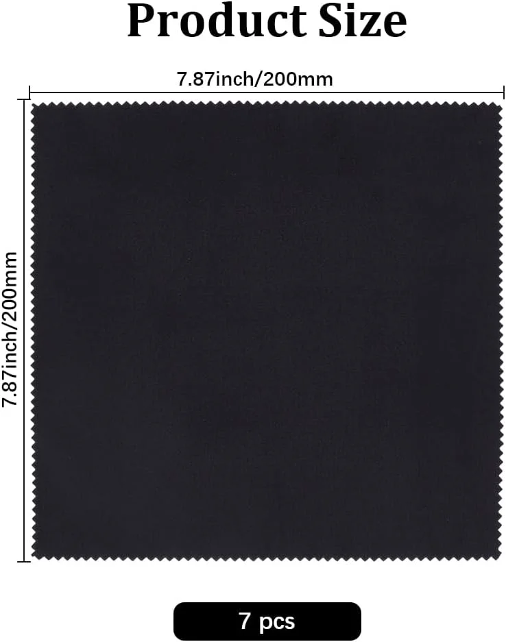 GORGECRAFT بسته 7 عددی دستمال تمیز کننده عینک از جنس میکروفیبر، 20x20 سانتی متر، دستمال های تمیز کننده عینک مشکی مربع شکل قابل استفاده مجدد برای لنز دوربین، لوازم الکترونیکی، صفحه تلویزیون، تلفن همراه، لپ تاپ