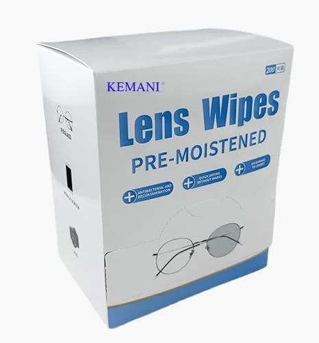 دستمال مرطوب پاک کننده لنز کمانی، 200 عدد، دستمال مرطوب ضد بخار لنز، دستمال مرطوب پاک کننده سریع لنز برای عینک، دوربین، صفحه نمایش، از قبل مرطوب شده و قابل حمل، بسته بندی تکی