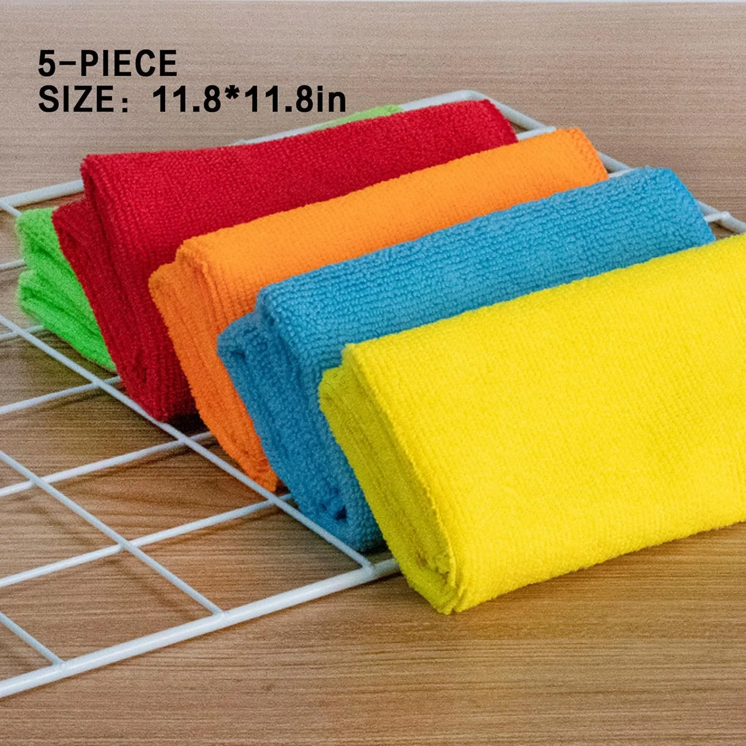 بسته 5 عددی دستمال تمیز کننده الیاف بسیار ظریف - 18.5 در 15.2 سانتیمتر - پارچه ای برای تمیز کردن خانه ها، دستمال تمیز کننده الیاف بسیار ظریف