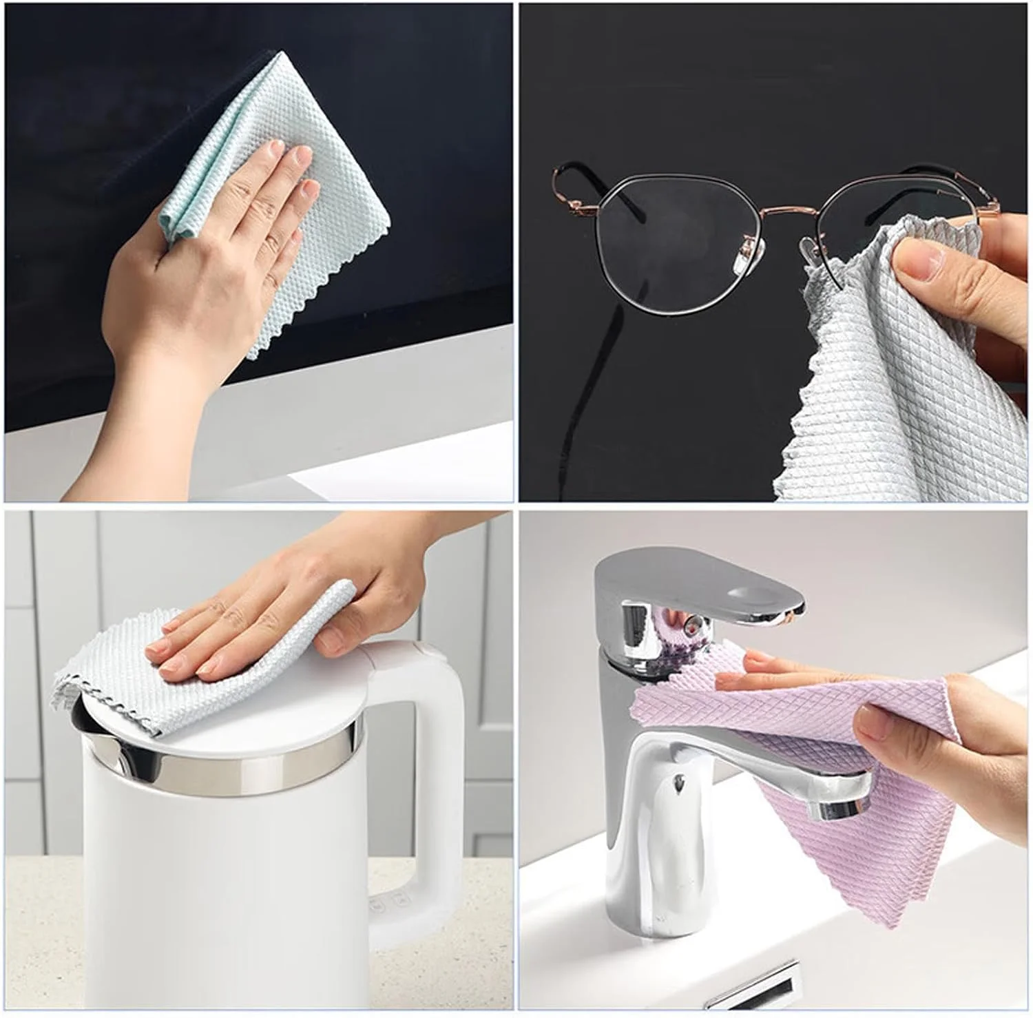 ۵ عدد دستمال نظافت شیشه، دستمال نظافت پنجره بدون پرز، دستمال نظافت میکروفایبر بسیار جاذب، لوازم نظافت، دستمال پولیش نانو برای نظافت شیشه آینه مراقبت از خودرو آشپزخانه