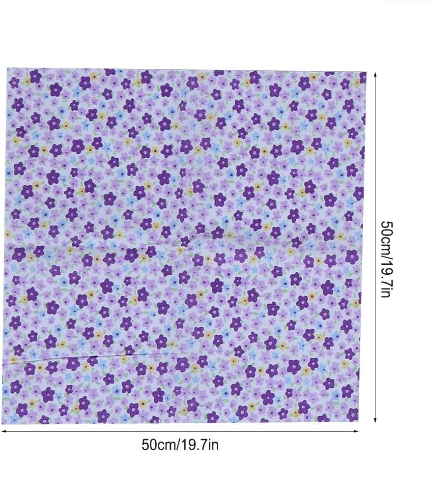 پارچه نخی طرح گل بنفش، مناسب برای خیاطی، تکه دوزی و کارهای هنری - بسته 7 عددی