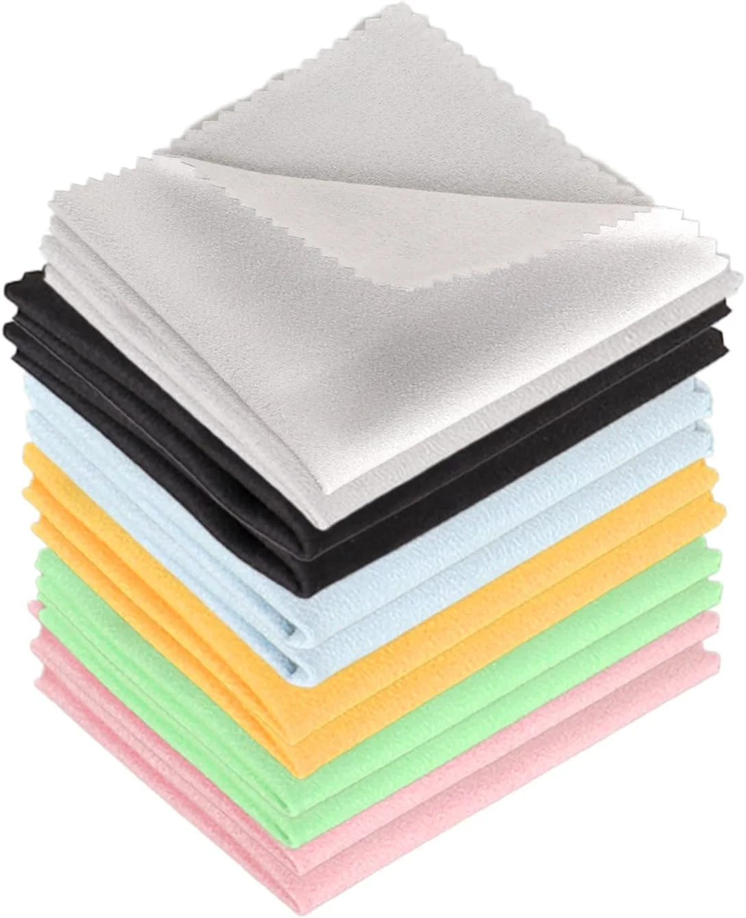 دستمال میکروفایبر تمیز کننده 12 عددی، دستمال تمیز کننده ممتاز عینک، دستمال تمیز کننده لنز برای عینک، تلفن های همراه، صفحه نمایش، لنزها، لوازم الکترونیکی - 6 رنگ