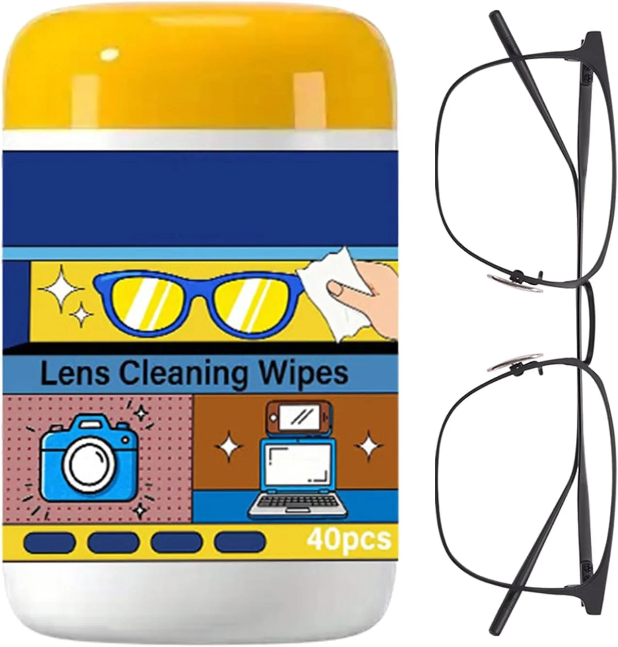 دستمال مرطوب تمیز کننده | پاک کننده لکه بدون ایجاد خط و خش - دستمال مرطوب تمیز کننده قابل حمل برای لنز - برای عینک آینه پنجره صفحه تلویزیون تلفن های هوشمند تبلت مانیتور عینک