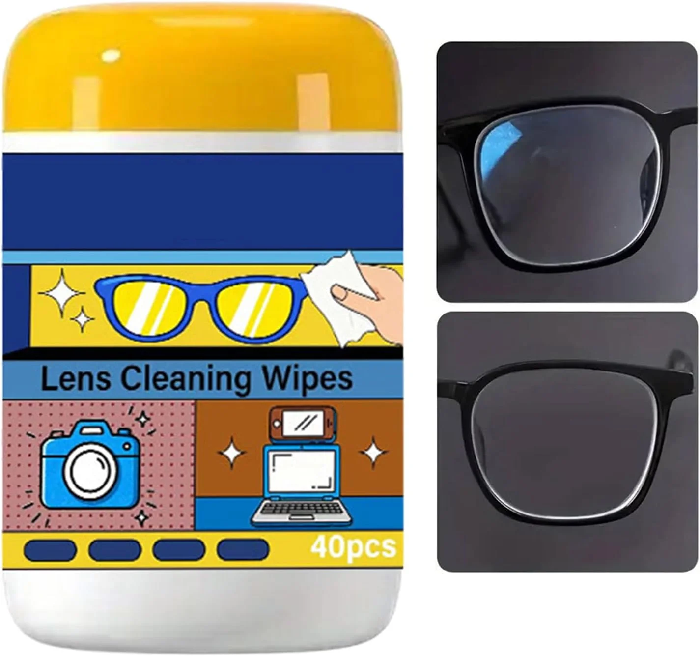 دستمال مرطوب تمیز کننده چند منظوره | لکه بر دو طرفه، دستمال مرطوب تمیز کننده قابل حمل برای لنز - برای عینک آینه پنجره صفحه تلویزیون تلفن های هوشمند تبلت مانیتور عینک