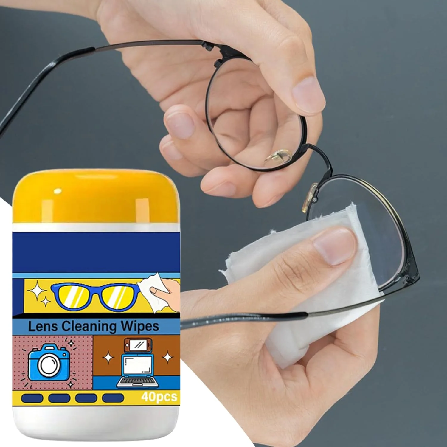 دستمال مرطوب تمیز کننده چند منظوره - قابل حمل و بدون ایجاد خط و خش، مناسب برای لنز، آینه، پنجره، صفحه تلویزیون، تلفن های هوشمند، تبلت، مانیتور و عینک