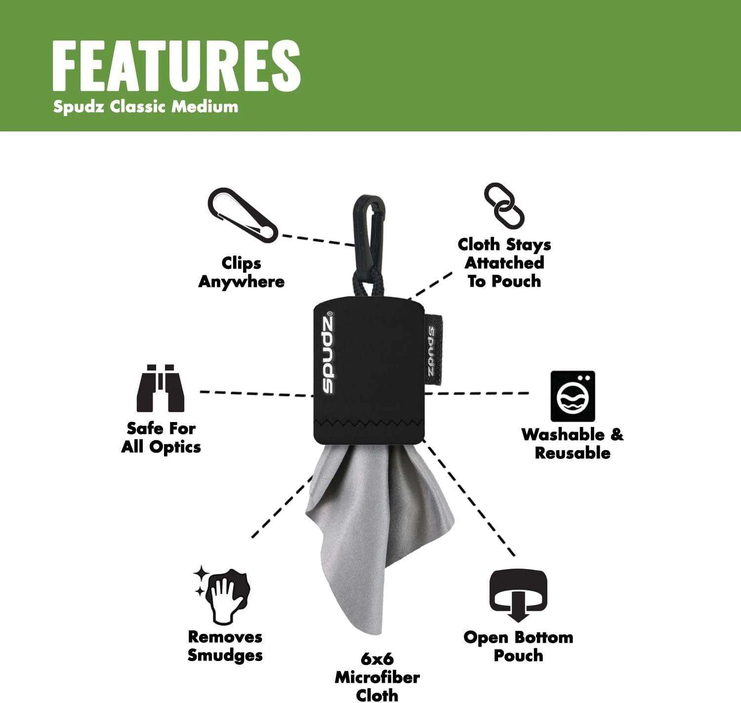 دستمال میکروفیبر کلاسیک Alpine Innovations Spudz، تمیز کننده صفحه نمایش و لنز، سرمه ای، معمولی، 15x15 سانتی متر