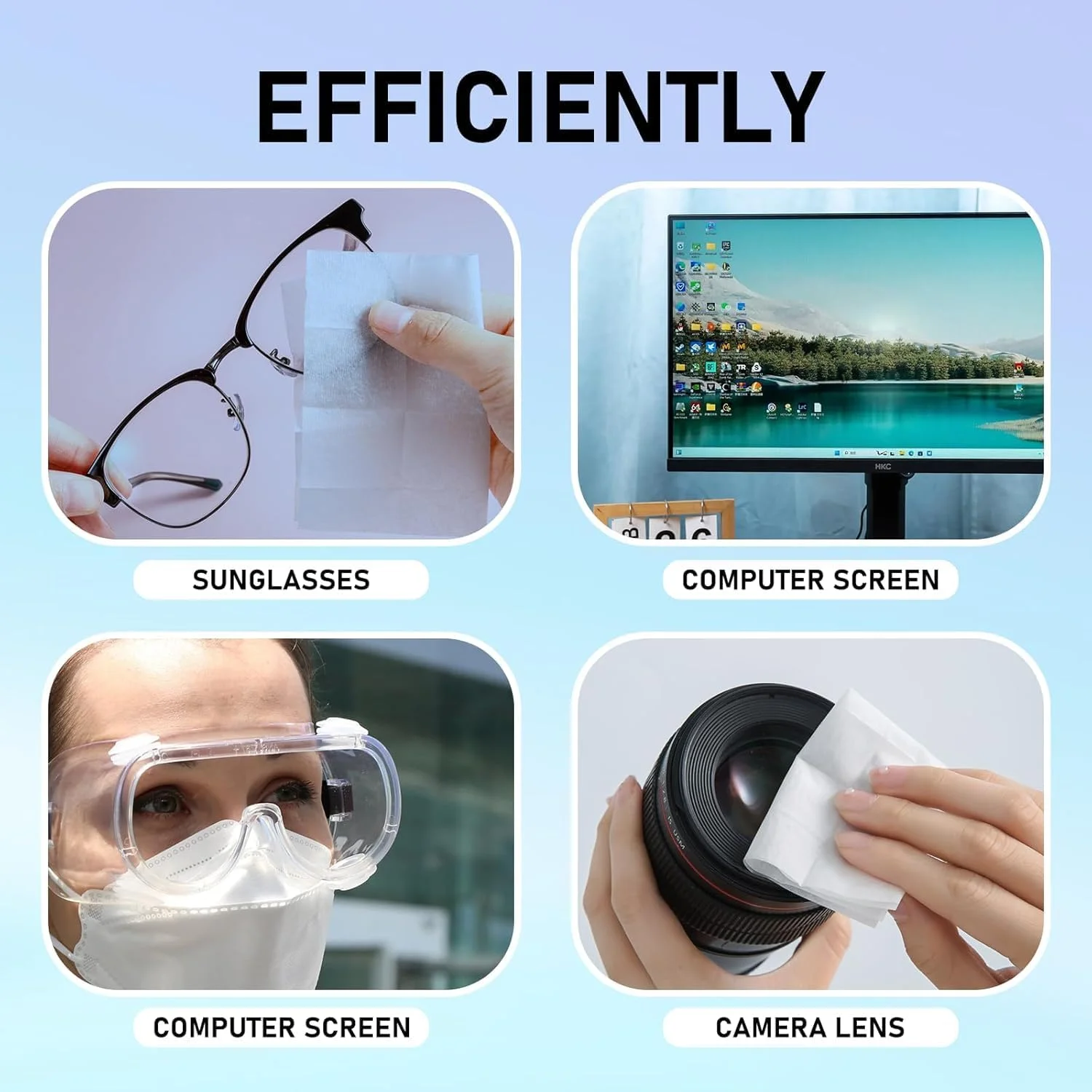 دستمال مرطوب صفحه نمایش نالاکال، بسته 100 عددی - دستمال مرطوب تمیز کننده لنز و عینک سایز مسافرتی - مناسب برای عینک، تبلت، لنز دوربین، کیبورد، تلفن و سطوح ظریف