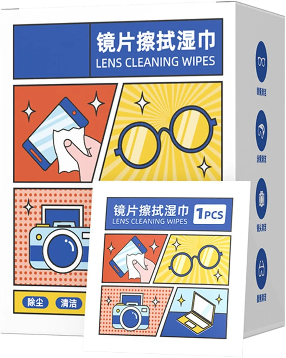 دستمال مرطوب تمیز کننده عینک یکبار مصرف 100 عددی، ضد بخار قابل حمل، بسته بندی تکی برای استفاده در حال حرکت، تمیز کننده عینک بدون ایجاد لکه، دستمال مرطوب لنز برای عینک، دوربین، تلفن همراه