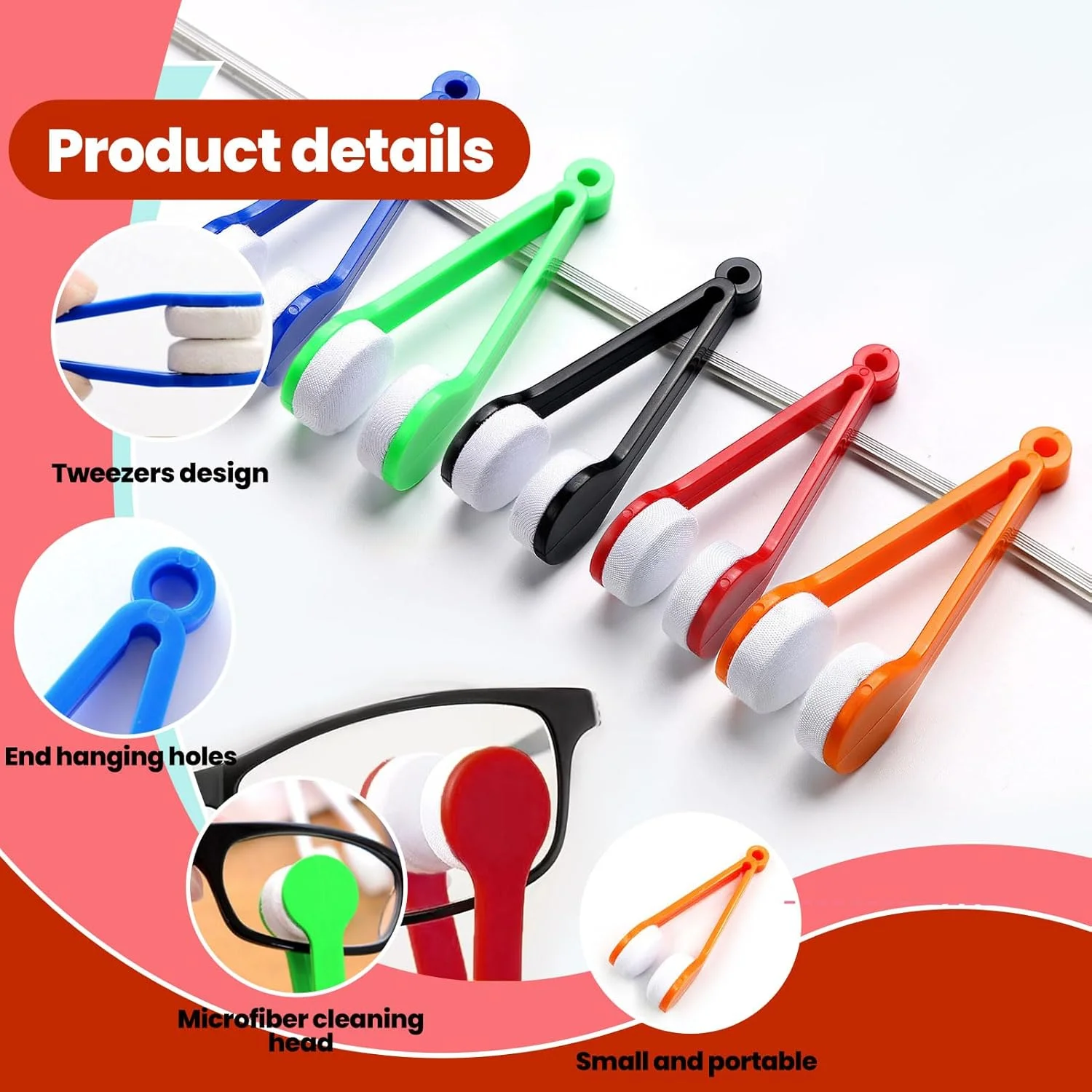 برس تمیز کننده عینک قابل حمل 5 عددی - دستمال مرطوب لنز بدون رگه برای عینک و عینک آفتابی برس تمیز کننده عینک قابل حمل 5 عددی - دستمال مرطوب لنز بدون رگه برای عینک و عینک آفتابی