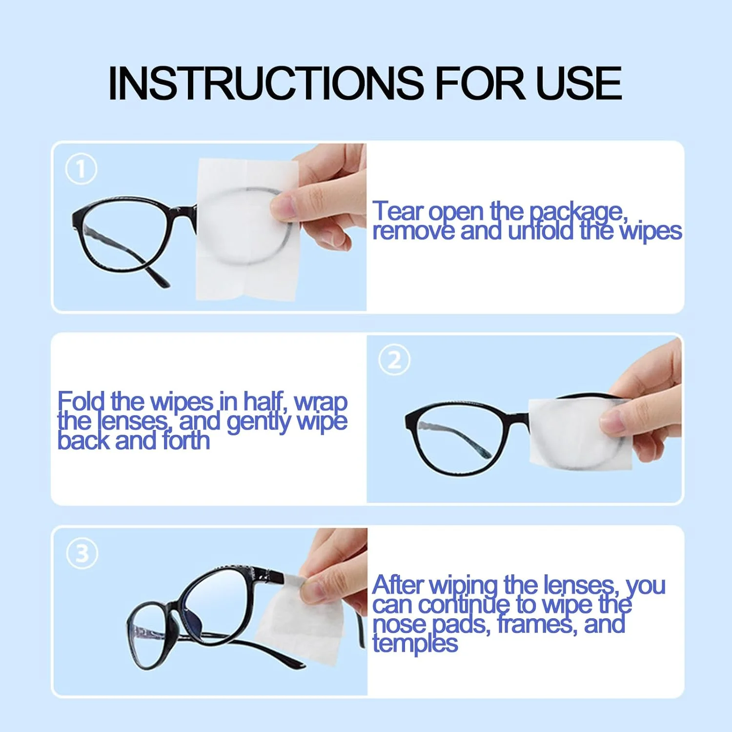 دستمال مرطوب تمیز کننده لنز، 100 عدد، بسته بندی تکی، بدون ایجاد خط و خش، بدون ایجاد لکه، مناسب برای عینک آفتابی، لنز دوربین، عینک محافظ و غیره